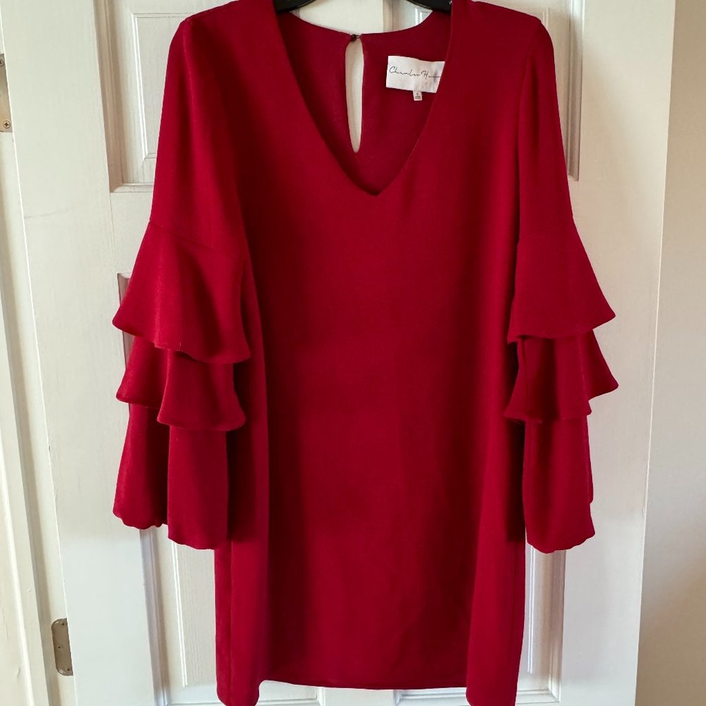 Charles Henry Red Tiered Sleeve Dress